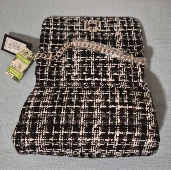 Badgley Mischka Black and White Tweed Clutch - Picture 2 of 2